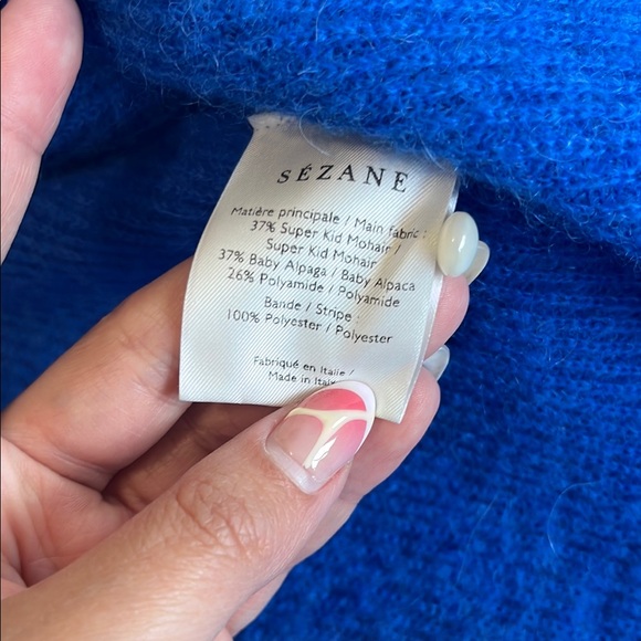 Sezane Blue Cardigan Sweater Classic Knit - Picture 5 of 8